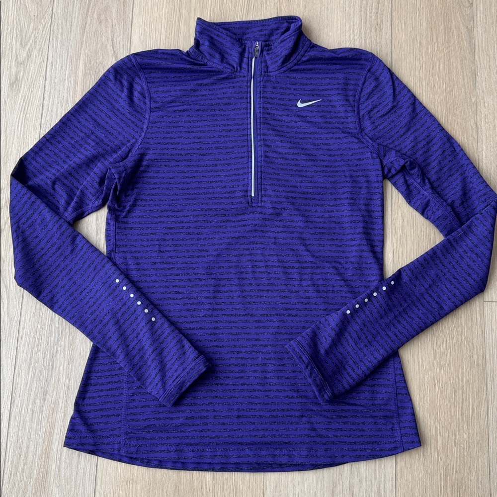 Nike Purple Striped Quarter-Zip Top